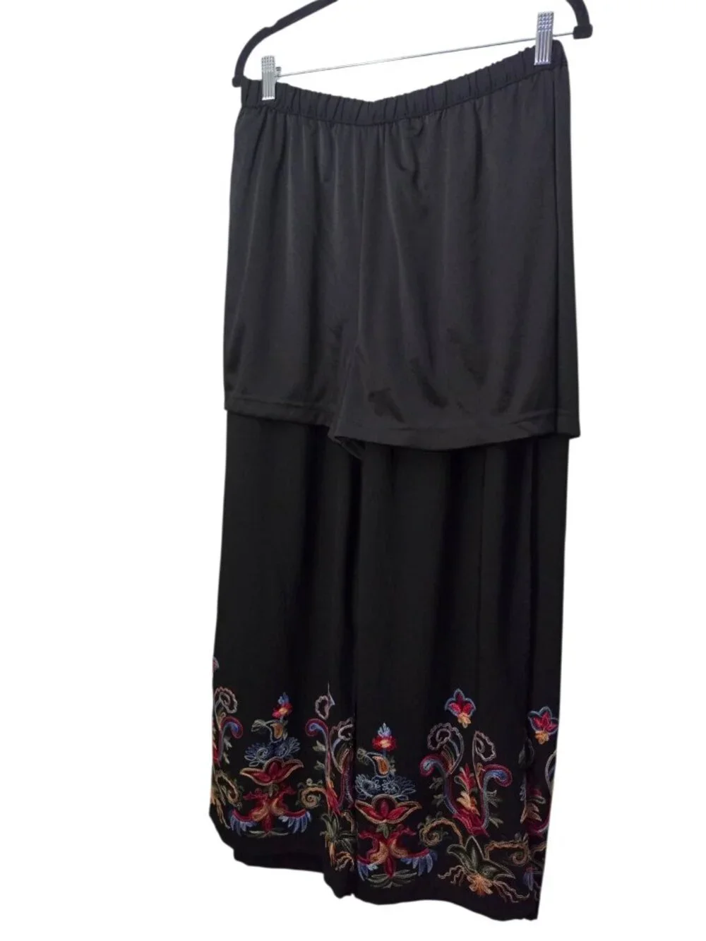 Women's Embroidered Wide Leg Pilazzo Pants Sz L